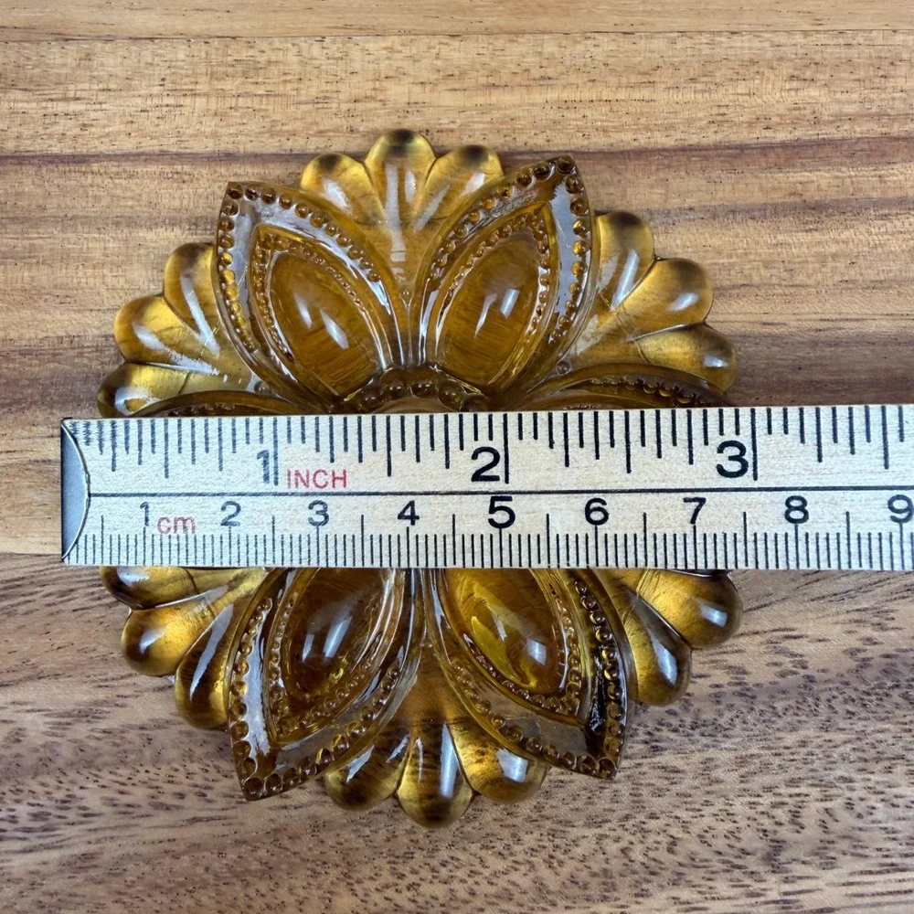 Antique Amber Pressed Glass Curtain Tie-Backs 3